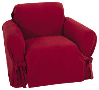 Classic Slipcovers Brushed Twill 1-Piece Chair  Slipcover Solid Red