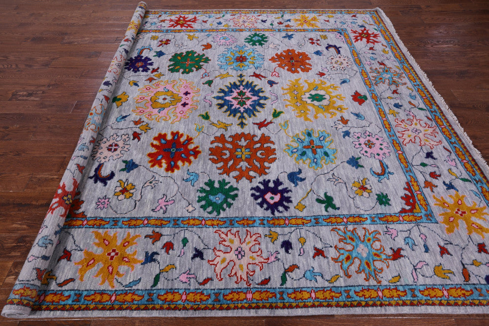 9' Square Turkish Oushak Hand Knotted Wool Rug - Q13427