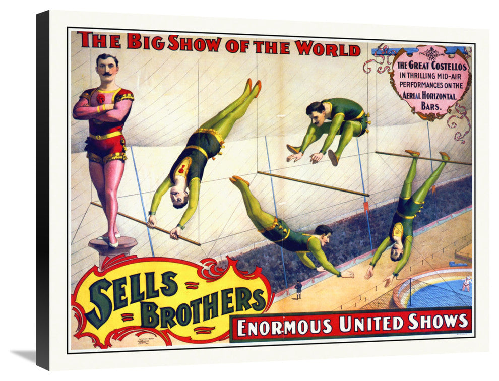 Sells Brothers, The Great Costellos, On The Aerial Horizontal Bars, 30x24