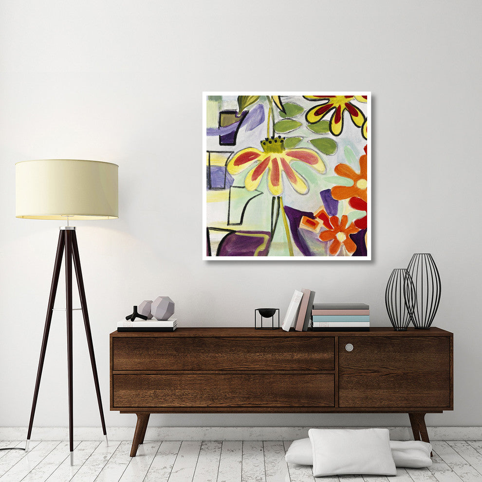 "Happy Snappy Garden BL" Digital Paper Print by Joan Elan Davis, 42"x42"