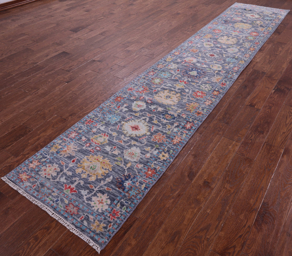 Turkish Oushak Hand Knotted Wool Runner Rug 2' 6" X 13' 3" - Q14980