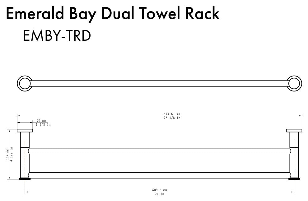 ZLINE Emerald Bay Double Towel Rail, Matte Black, EMBY-TRD-MB