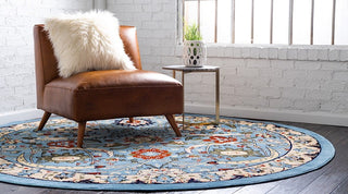 Country and Floral Kashan 2'2"x3' Rectangle Lagoon Area Rug