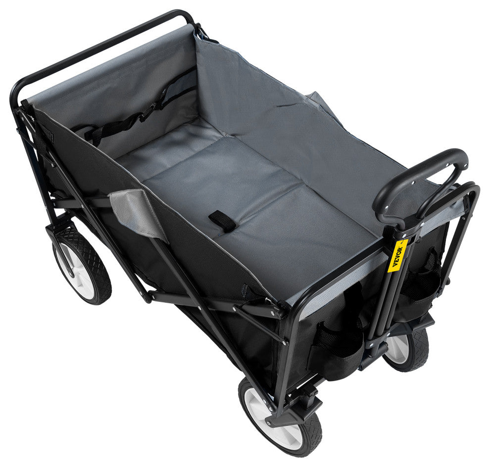 Vevor All Terrain Folding Wagon Collapsible Garden Beach Cart, Black