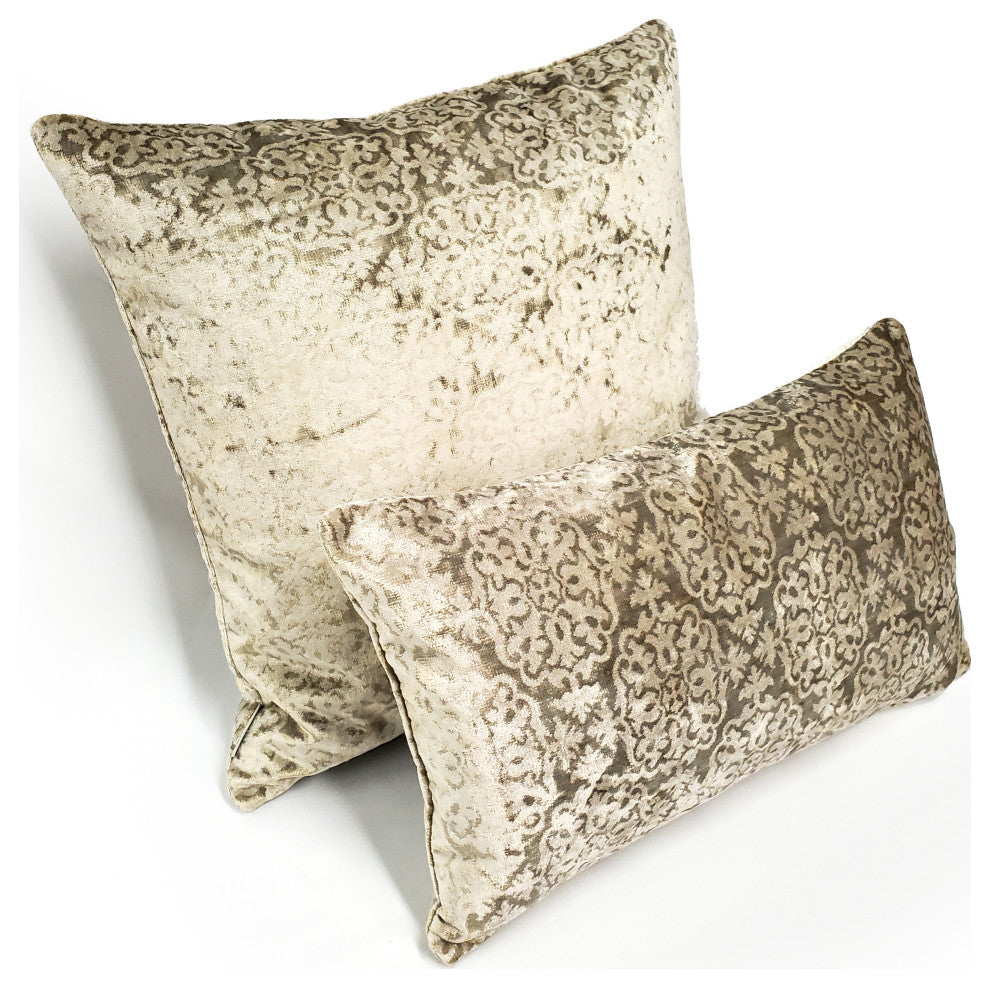 Artemis Canyon Beige Velvet Throw Pillow 12x20, with Polyfill Insert