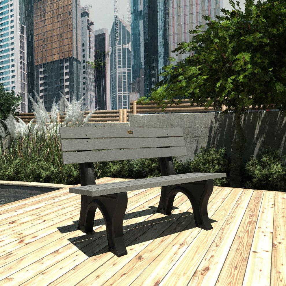 Aurora Traditional 4' Park Bench, Weathered Acorn, Coastal Teak