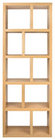 Open bookcase high narrow shelves, Oak