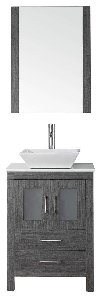 Dior 24" Single Bathroom Vanity, Zebra Gray, White Engineered Stone
