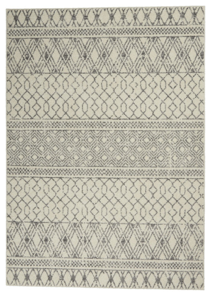 5' X 7' Gray Geometric Power Loom Area Rug