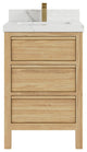 Elizabeth 24 Single Sink Bath Vanity in Light Natural Teak 2" Calacatta Laza