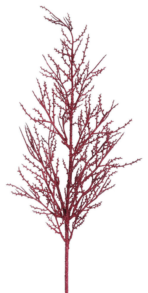 Vickerman 28" White Glitter Wild Huck Spray, Set of 6, Burgundy