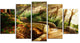 Bright Sun in Mystical Park, Large Landscape Canvas Art, 60"x32", 5 Panels