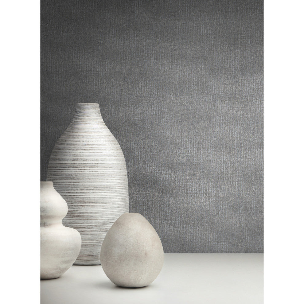 Gray Metallic Panama Weave Wallpaper