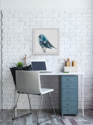 "Chubby Blue Bird" Framed Painting Print, 24"x24"
