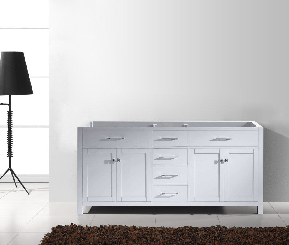 Caroline 72" Double Bathroom Vanity Cabinet Base Only in White with Top