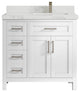 Cambridge 36 Right Offset Bath Vanity in White 2" Calacatta Nuvo