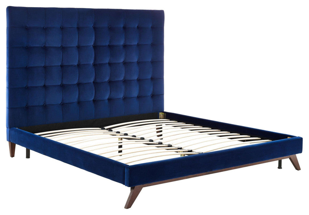 Eden Navy Velvet Bed, King