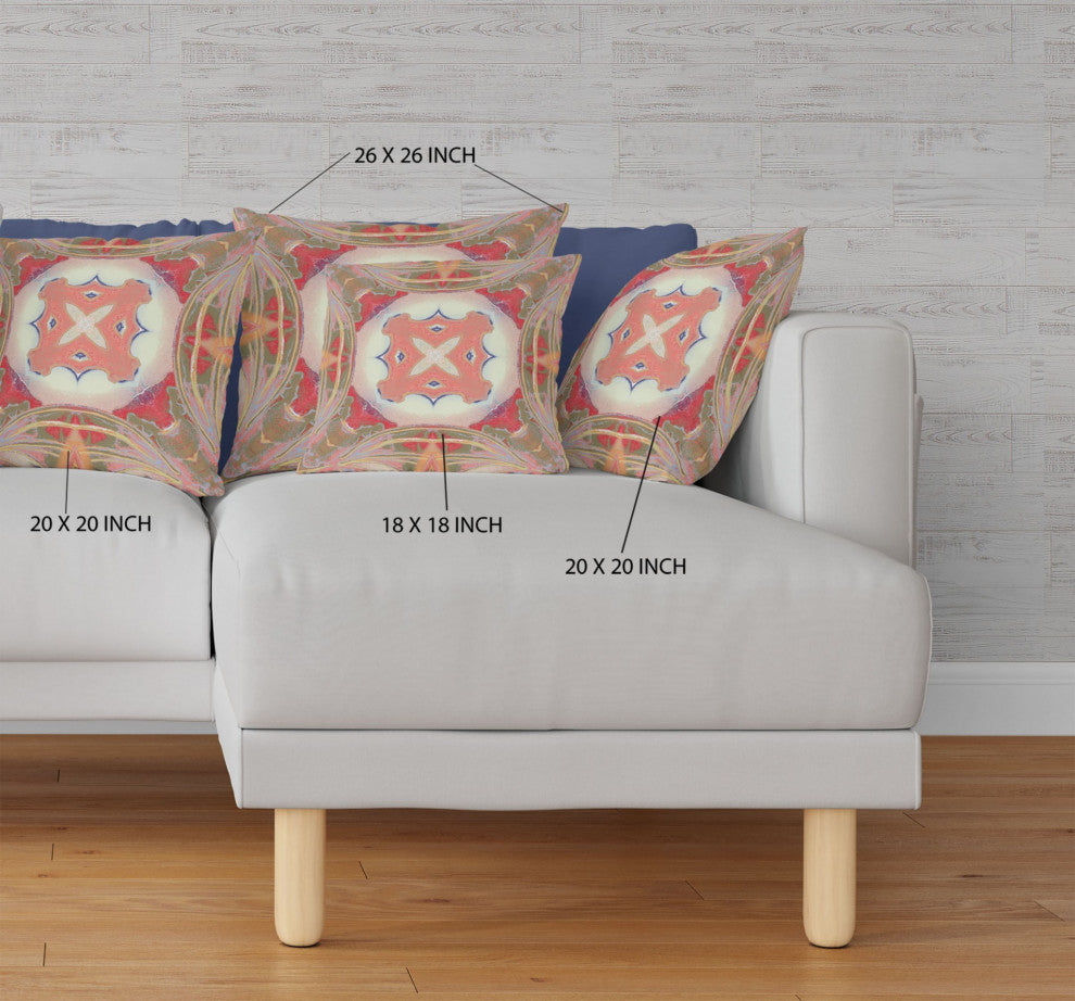 20" Peach Green Geo Tribal Suede Throw Pillow