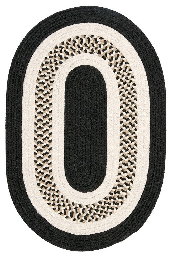 Colonial Mills Flowers Bay FB41 Black Indoor/Outdoor Area Rug, Oval 5'x8'