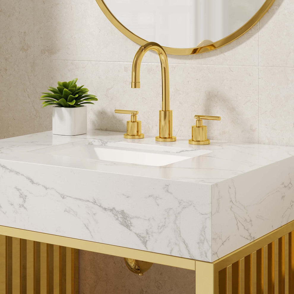 Gridiron 30" Bathroom Vanity, White Gold