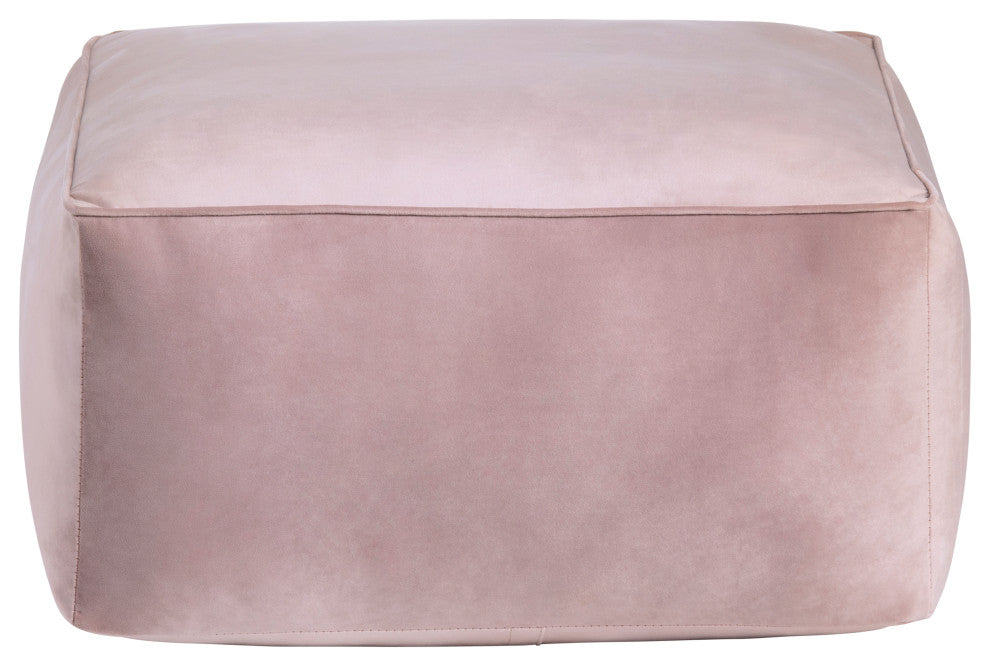 Cerra Velvet Square Pouf, Pink