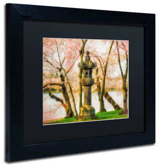 'Japanese Stone Lantern' Matted Framed Canvas Art by Lois Bryan