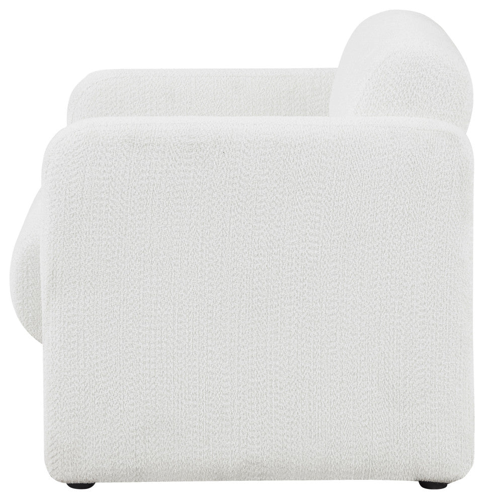 Cindy Boho Boucle Upholstered Accent Arm Chair, White