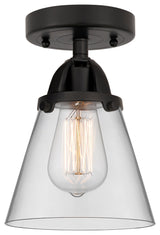 Small Cone Semi-Flush Mount, Matte Black, Clear, Clear