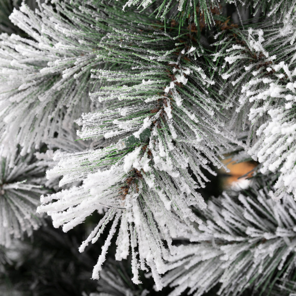 9 ' Pre-Lit Snow Flocked Artificial Spruce Christmas Tree With Lights