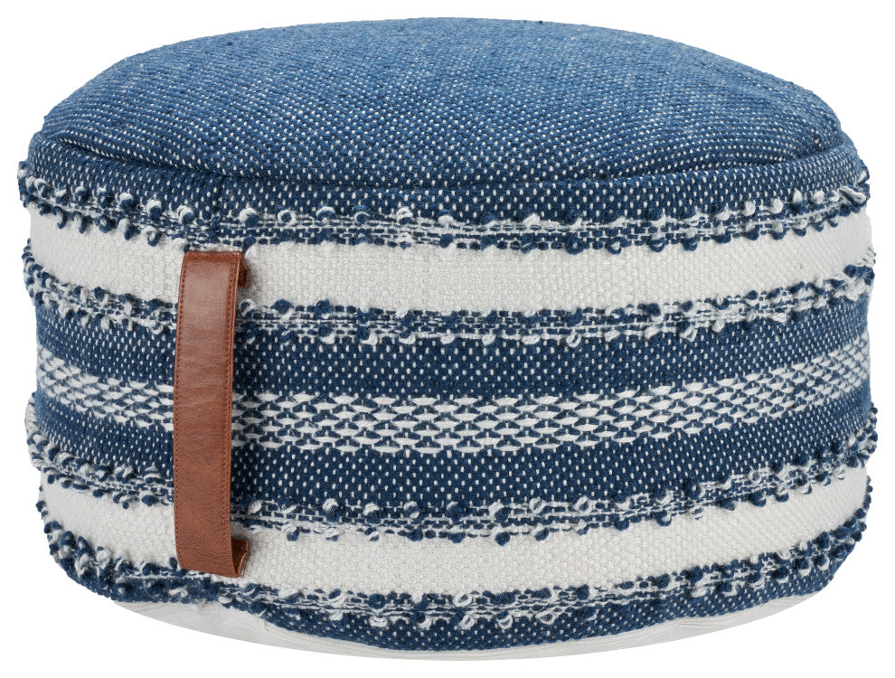 Mina Victory VJ088 Pouf, Navy, 20" x 20" x 12"