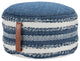 Mina Victory VJ088 Pouf, Navy, 20" x 20" x 12"