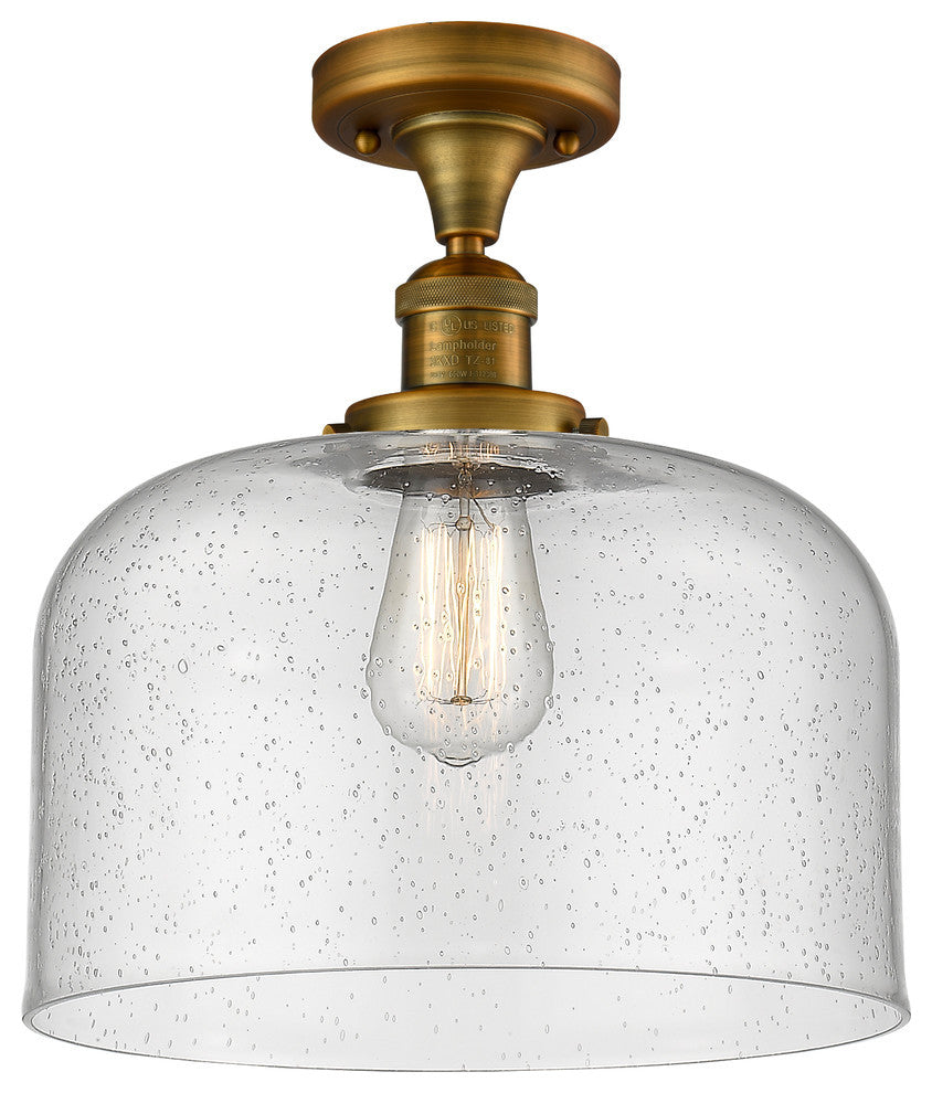 X-Large Bell 1-Light Semi-Flush Mount, Brushed Brass, Seedy