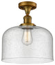 X-Large Bell 1-Light Semi-Flush Mount, Brushed Brass, Seedy