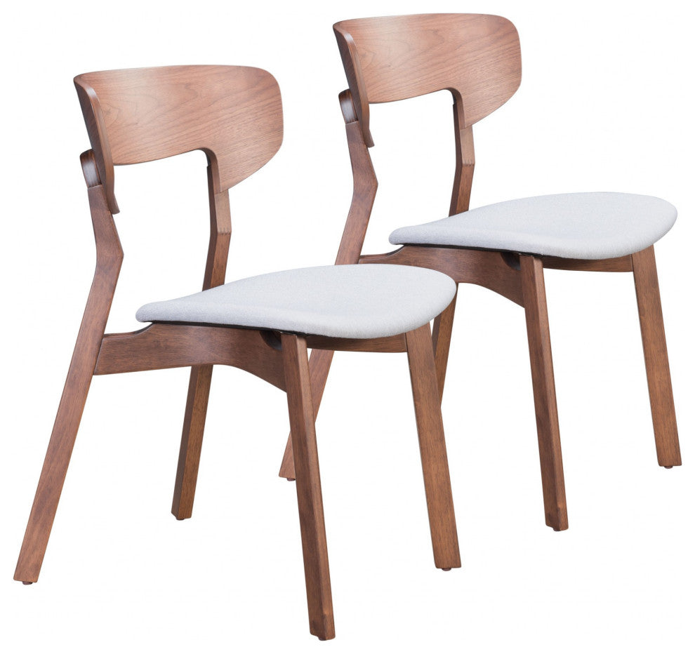Russell Dining Chair, Set of 2 Walnut and Gray