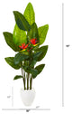 70" Bird Of Paradise Artificial Plant, White Planter, Real Touch