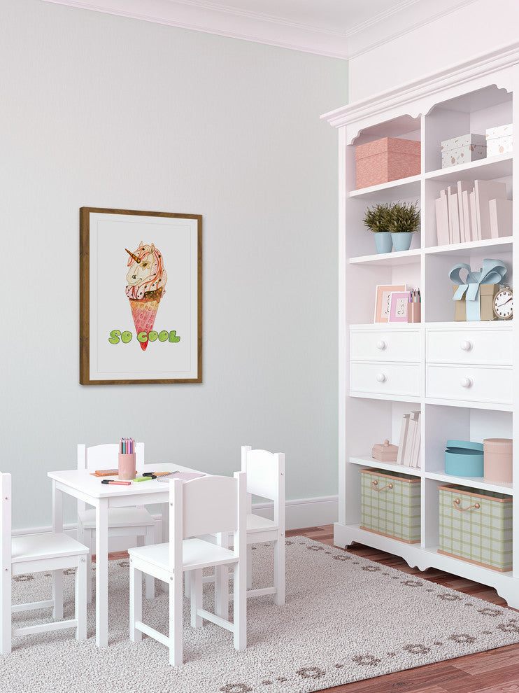 "Unicorn Ice Cream" Framed Painting Print, 24"x36"