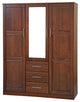 100% Solid Wood Cosmo 3-Door Wardrobe/Armoire, 2 Shelves, Mocha