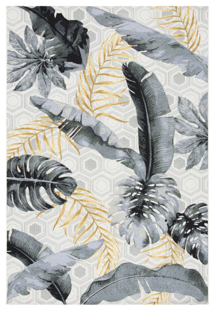 Safavieh Barbados Collection Indoor-Outdoor, BAR524 Rug, Grey/Gold, 3'3"x5'3"