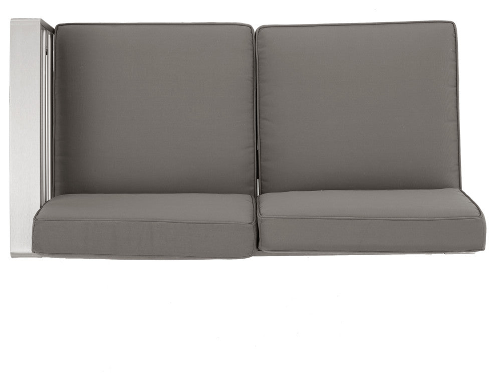 GDF Studio Crested Bay Outdoor Aluminum Framed Sofa Set With Fire Table, Dark Gray