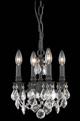 Lille 4 Light Pendant in Dark Bronze with Golden Teak (Smoky) Royal Cut Crystal