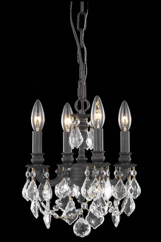 Lille 4 Light Pendant in Dark Bronze with Golden Teak (Smoky) Royal Cut Crystal