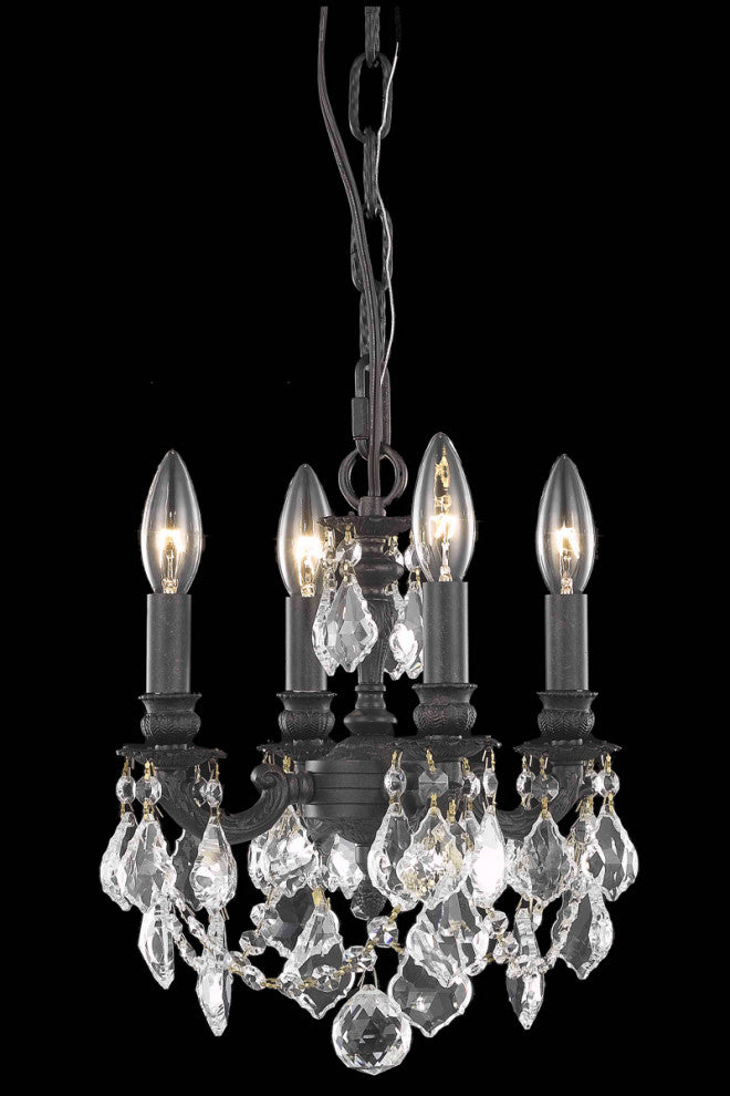 Lille 4 Light Pendant in Dark Bronze with Golden Teak (Smoky) Royal Cut Crystal
