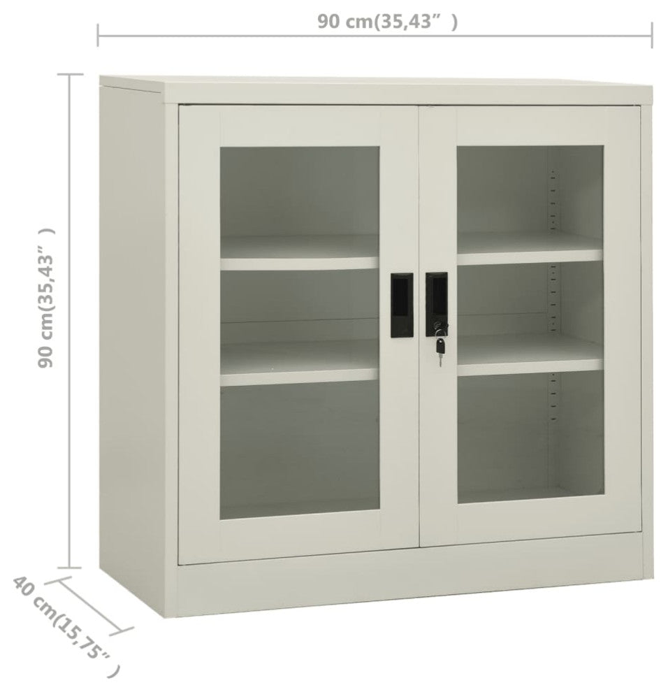 vidaXL Office Cabinet Storage Cabinet Home Display Cabinet Light Gray Steel