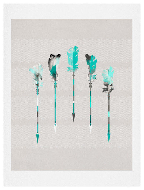 Deny Designs Iveta Abolina Teal Feathers Art Print
