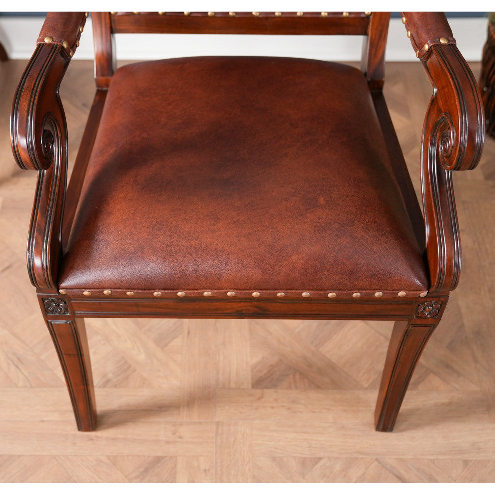 Regency Mahogany and Leather Arm Chair