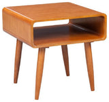 Rectangular Wooden End Table with Open Shelf and Splayed legs, Brown