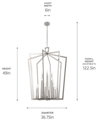 Kichler Abbotswell 49" 16 Light Foyer Pendant, Polished Nickel, 43499PN