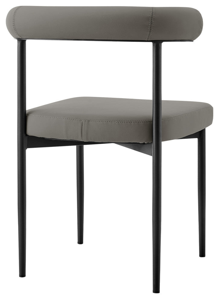 Shannon Matte Black Iron and Light Gray Faux Leather Dining Chair, Set of 2