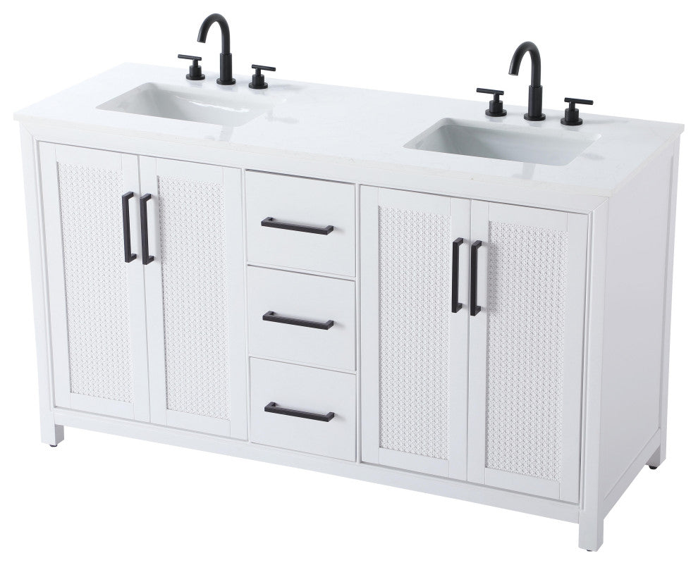 Home Living 60" Double Bathroom Vanity, White
