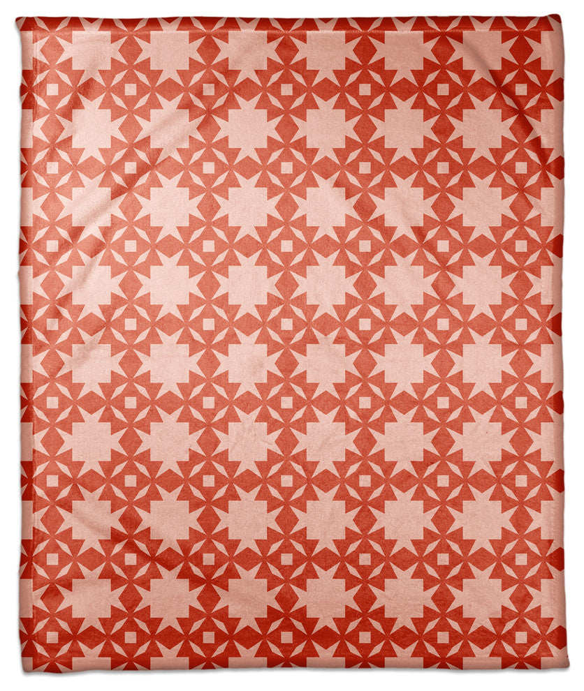 Folk Southwestern Pattern in Red Fleece Blanket